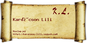 Karácson Lili névjegykártya