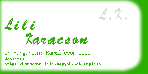 lili karacson business card